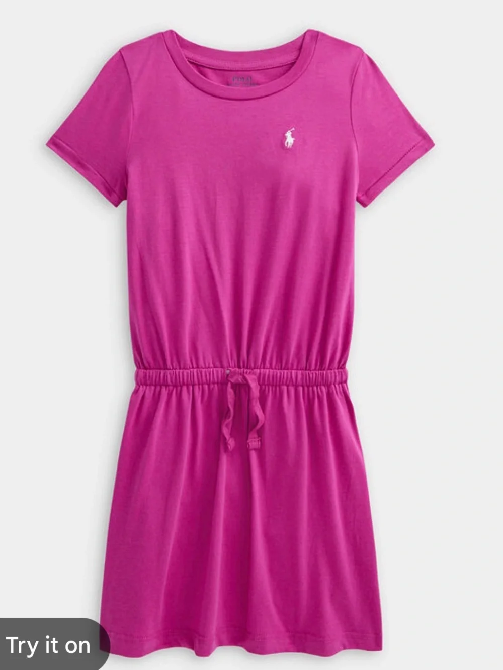 Ralph Lauren Girls' Fuchsia Drawstring Tee Dress size med